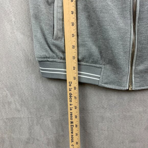 Zara Mens Bomber Jacket Medium Gray Full Zip Long Sleeve Varsity Striped Trim - Picture 5 of 6